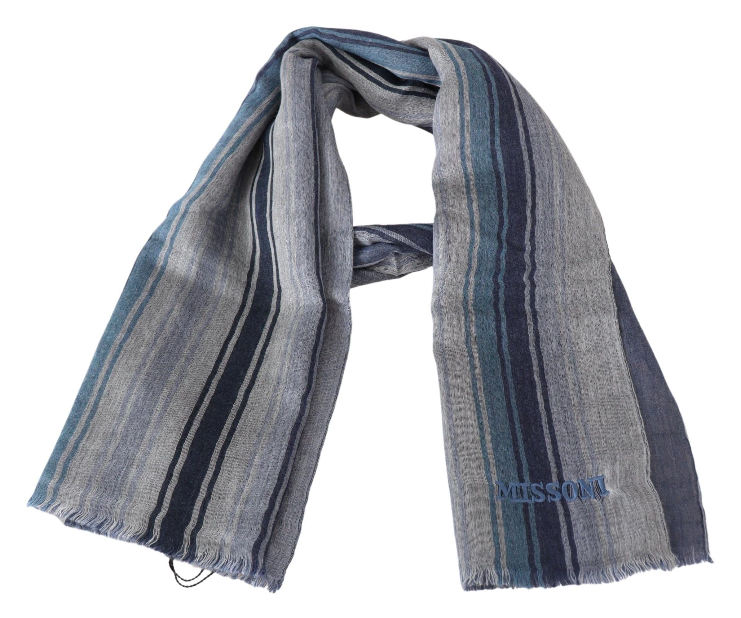 Missoni Multicolor Wool Scarf med Logo Broderi