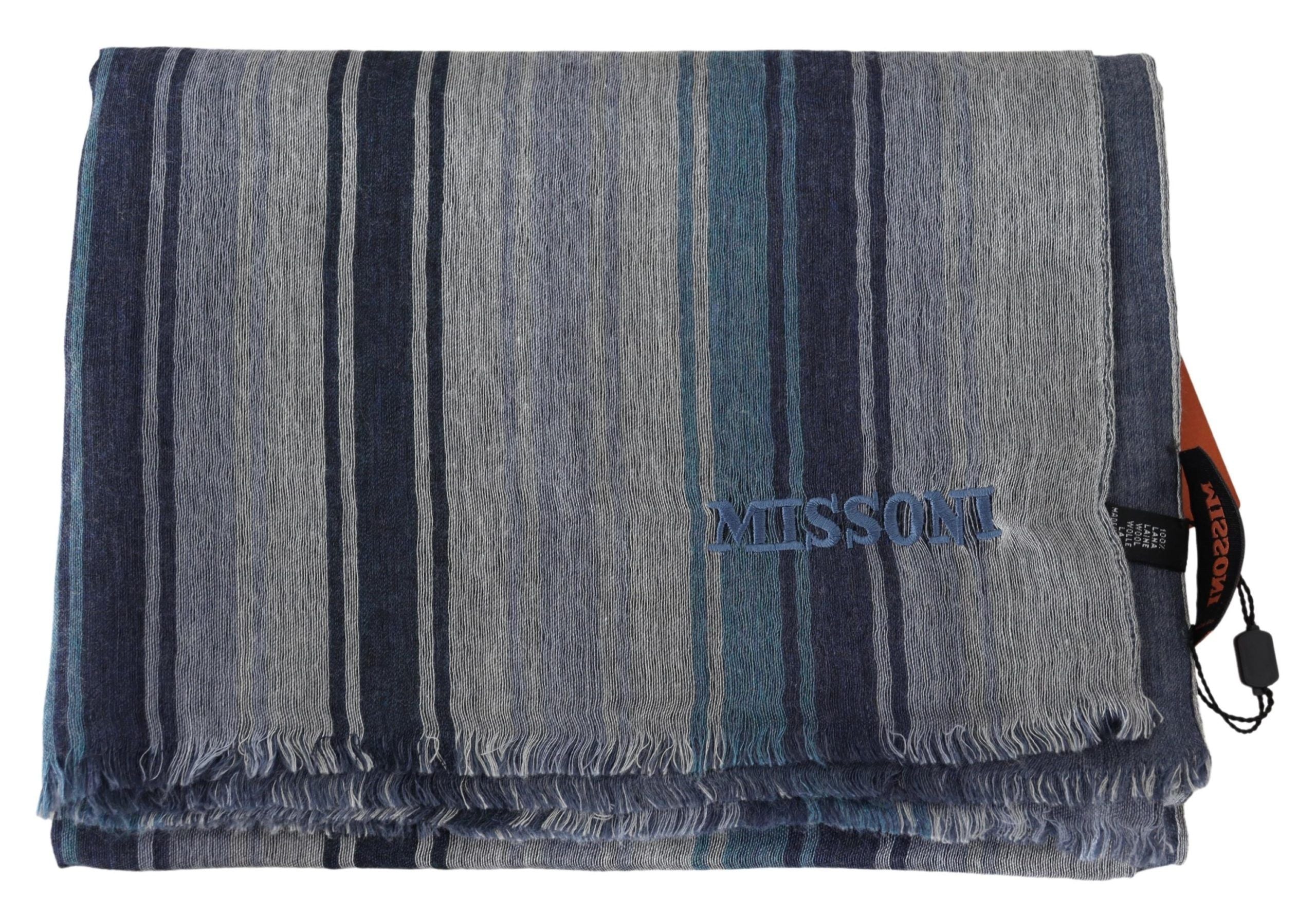 Missoni Multicolor Wool Scarf med Logo Broderi