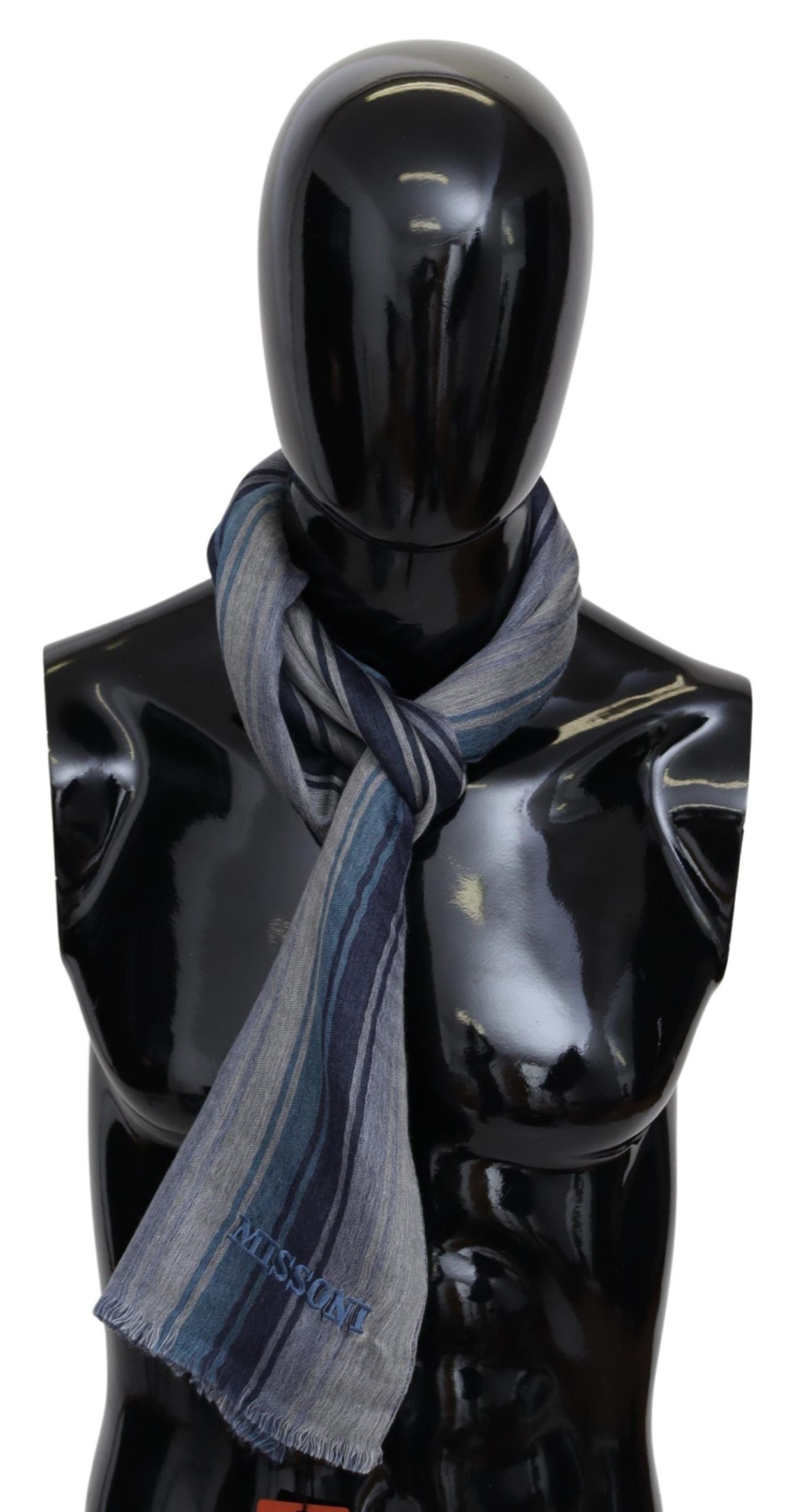 Missoni Multicolor Wool Scarf med Logo Broderi