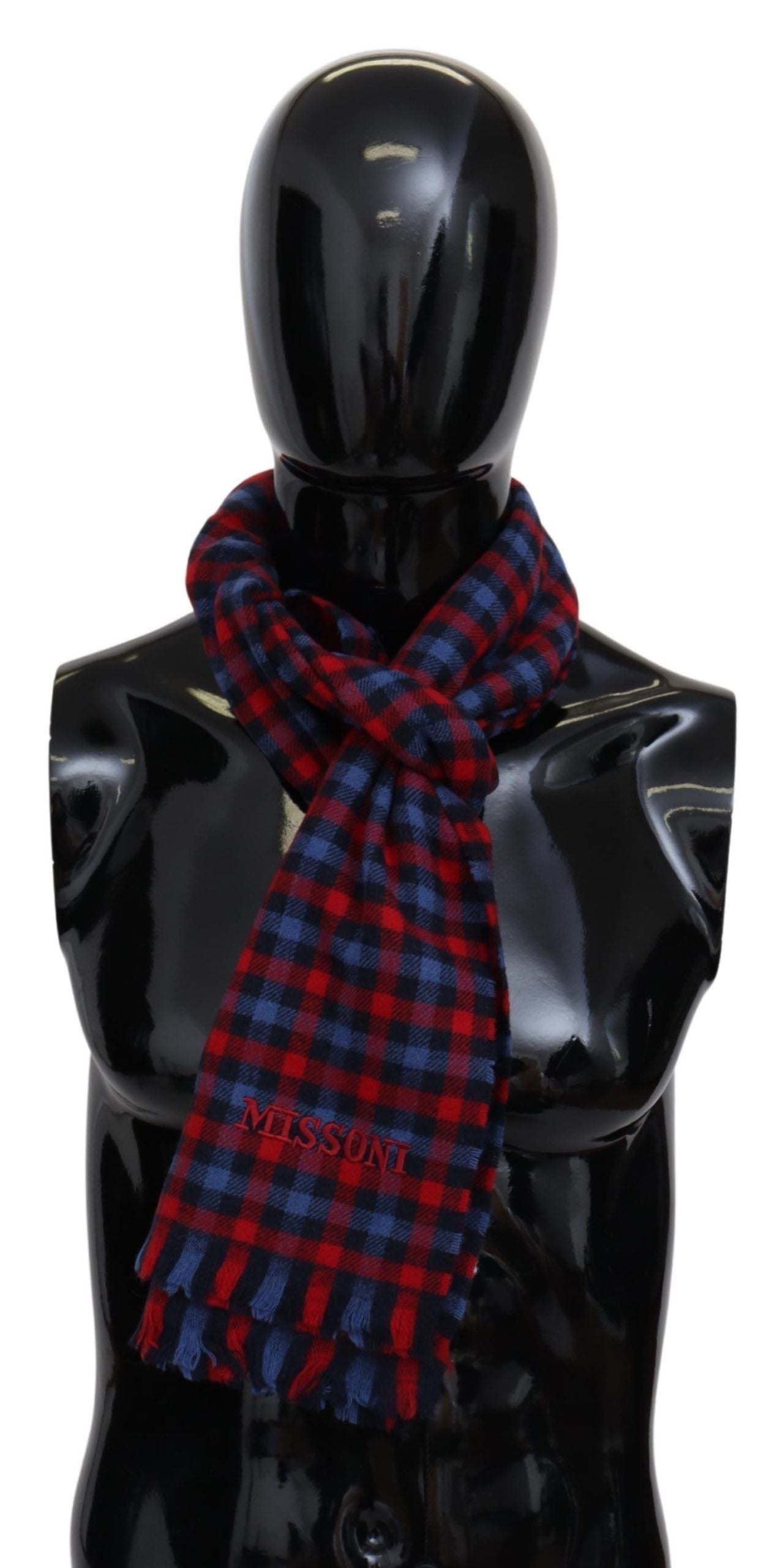 Missoni Check Pattern Wool Scarf with Logo