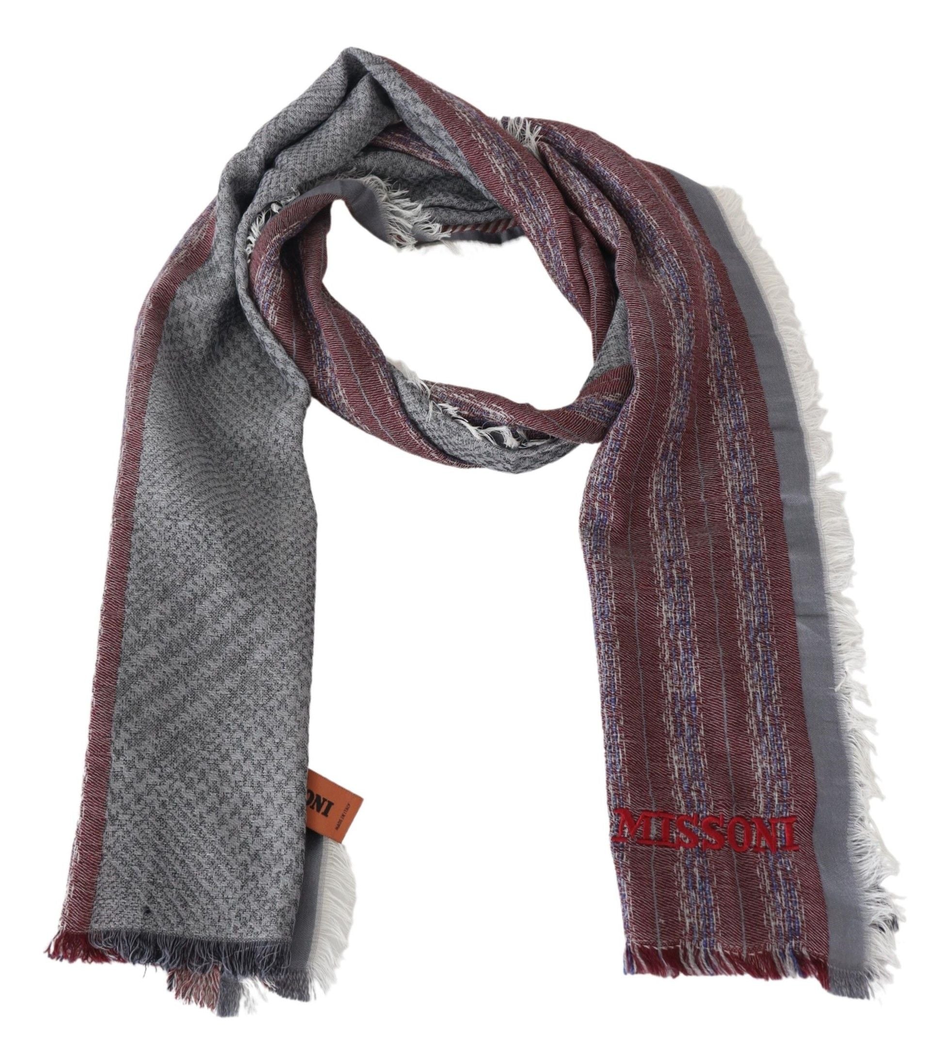 Missoni Elegant Unisex Wool Striped Logo Scarf