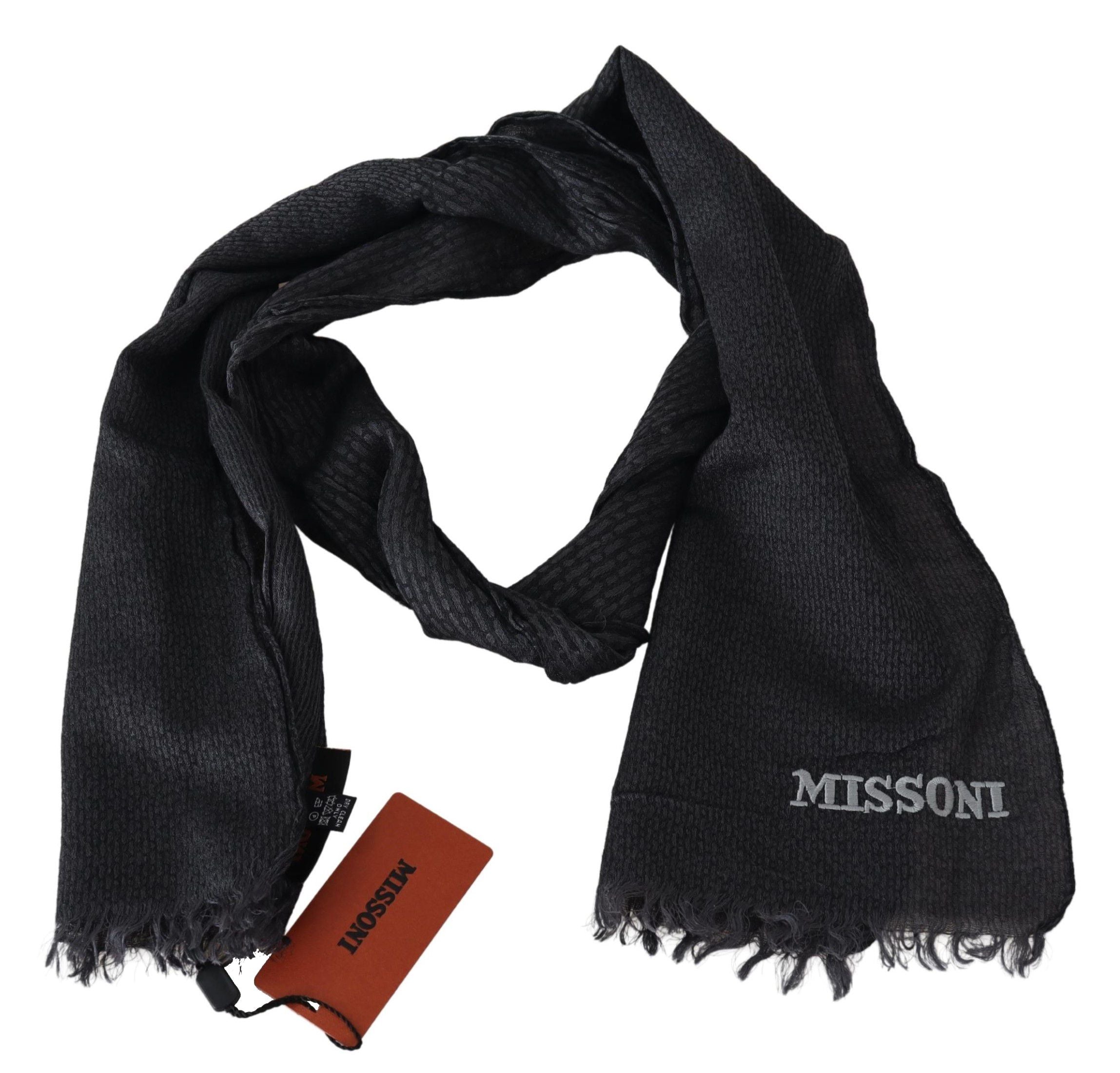 Missoni Elegant Sort Uld Fringed Tørklæde