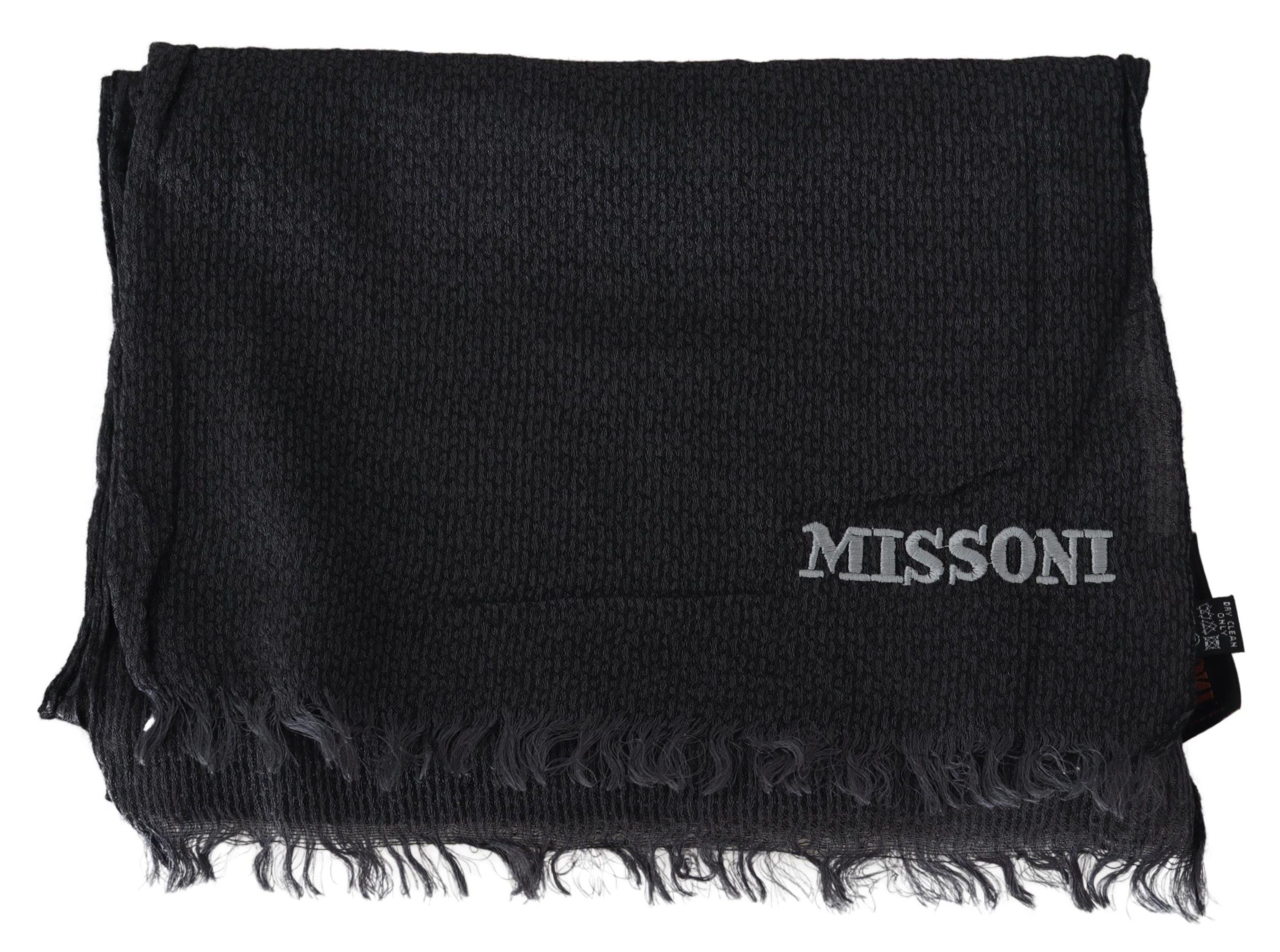 Missoni Elegant Sort Uld Fringed Tørklæde
