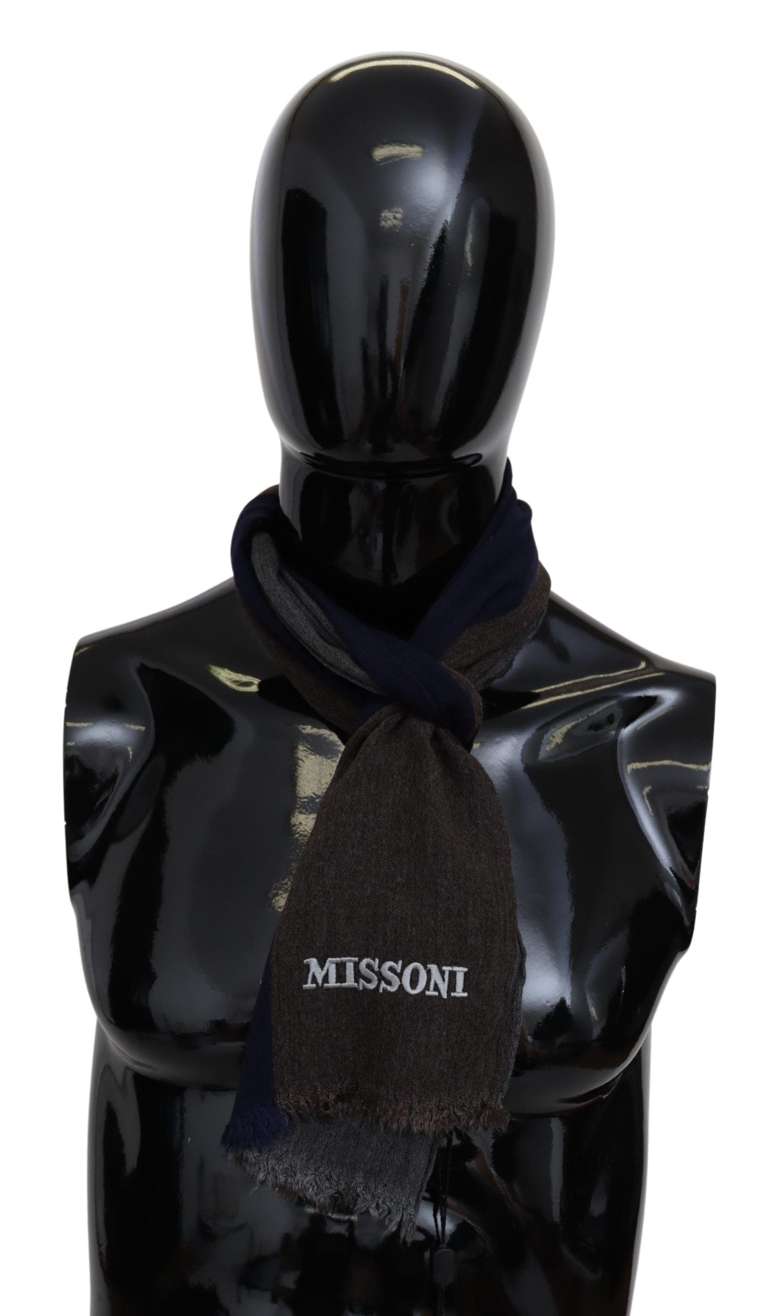 Missoni Multicolor Wool Scarf med Signatur Broderi
