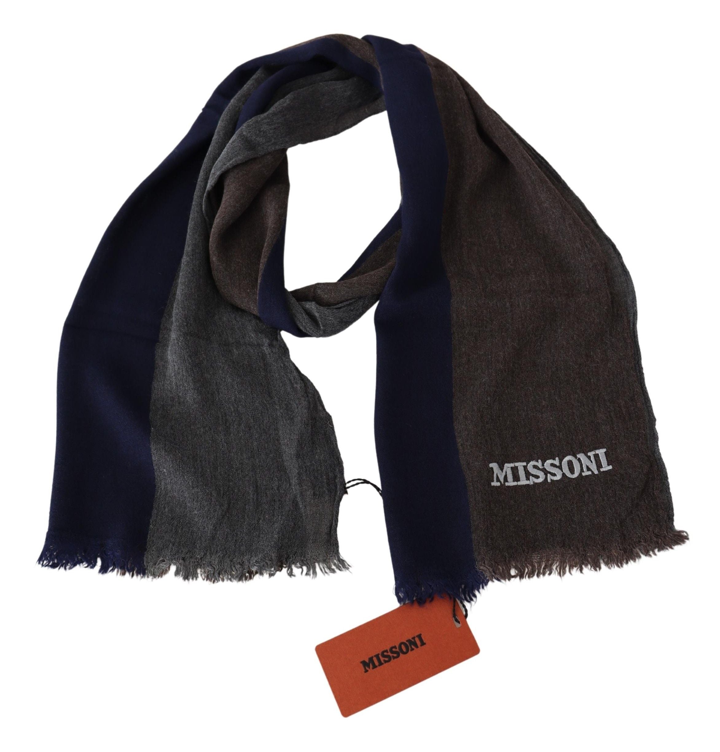 Missoni Multicolor Wool Scarf med Signatur Broderi