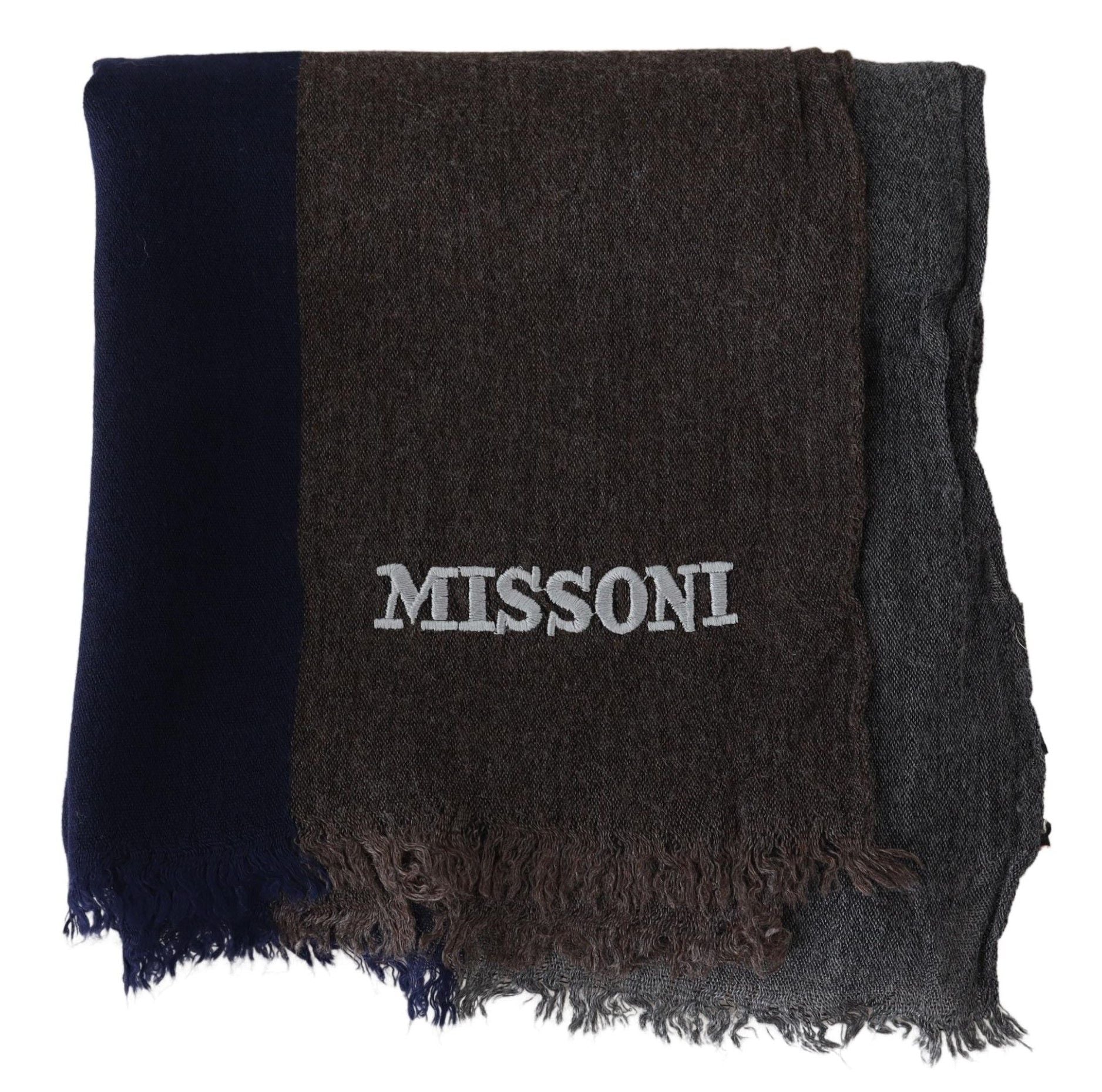 Missoni Multicolor Wool Scarf med Signatur Broderi