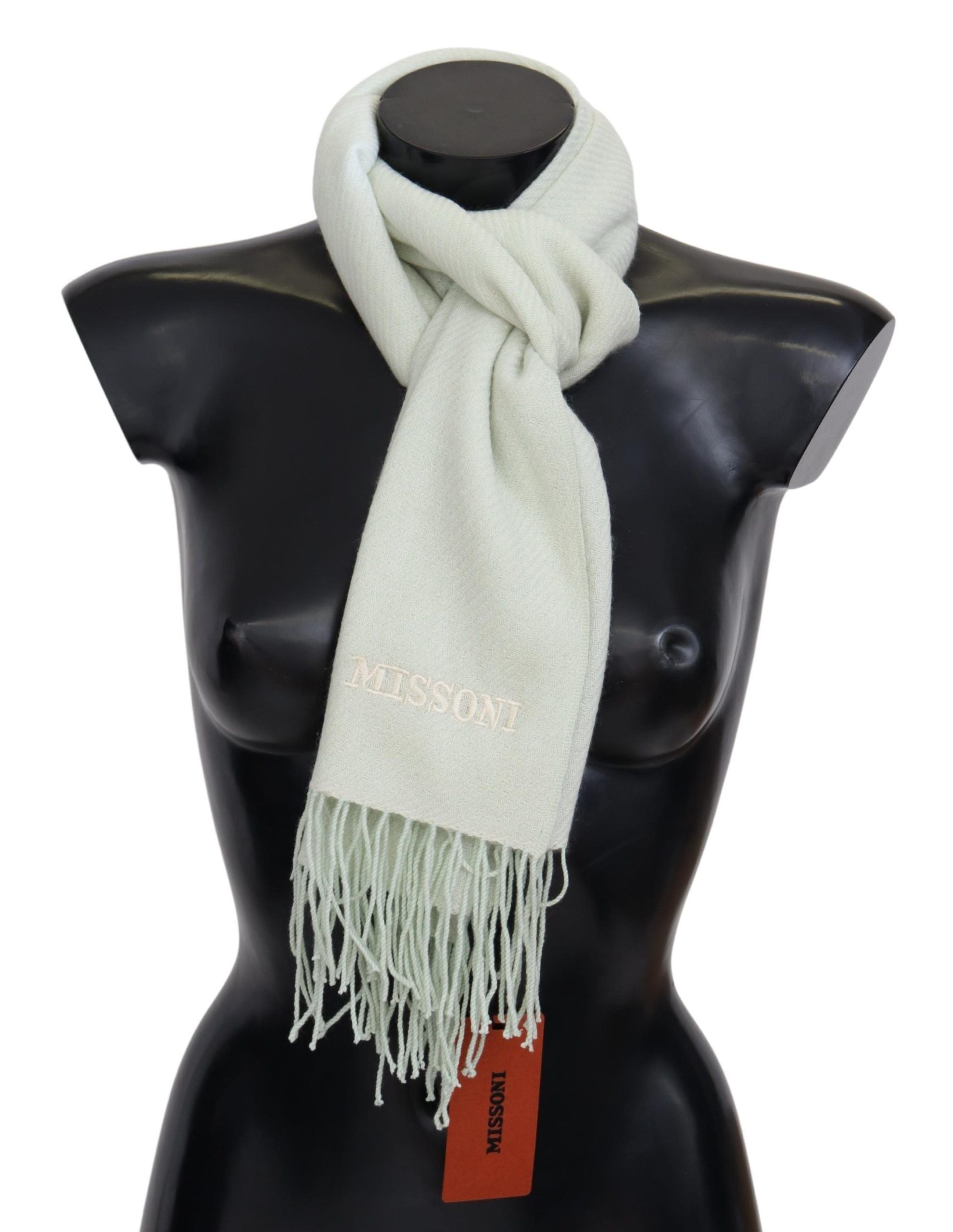 Missoni Elegant Hvid Cashmere Tørklæde