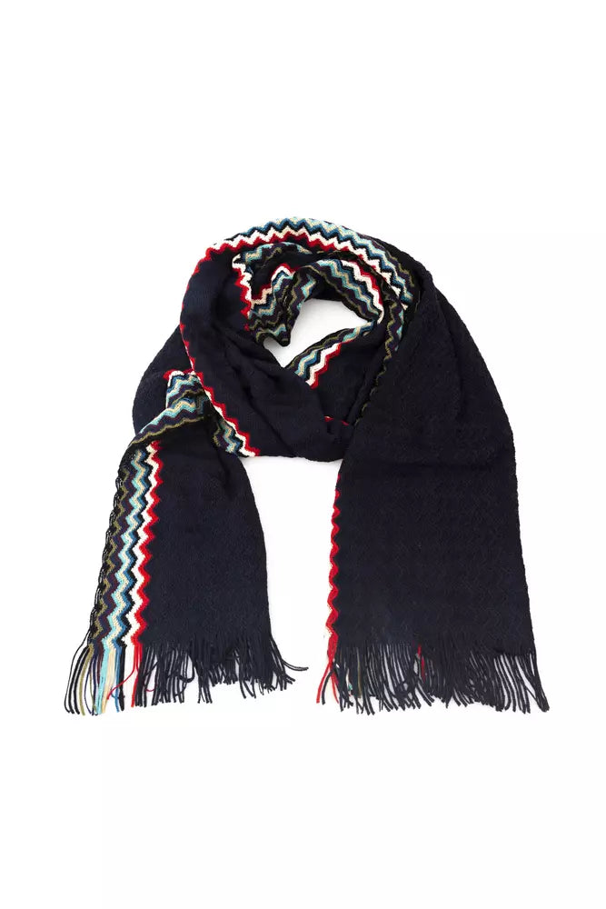 Missoni Black Wool Men Scarf - Luxury Fringed Design