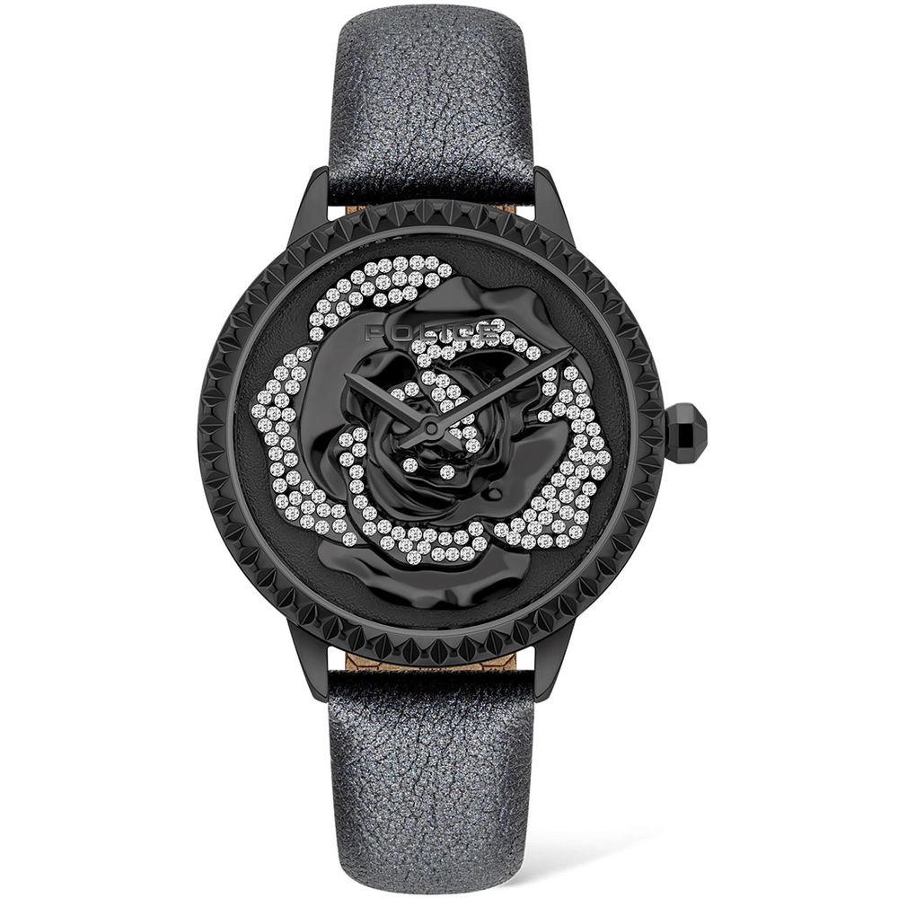 Police Black Leather Watch for Men