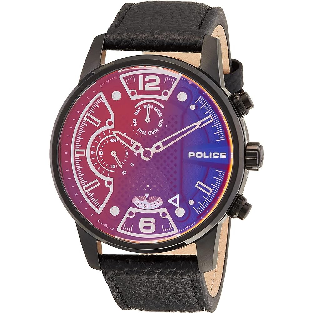 Police Black Leather Watch - Stilig og Funktionel