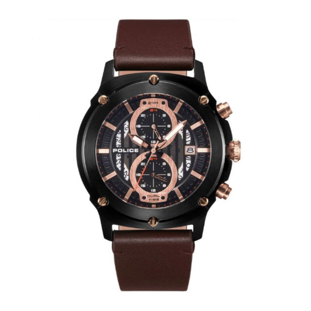 Police Brown Leather Watch for Men