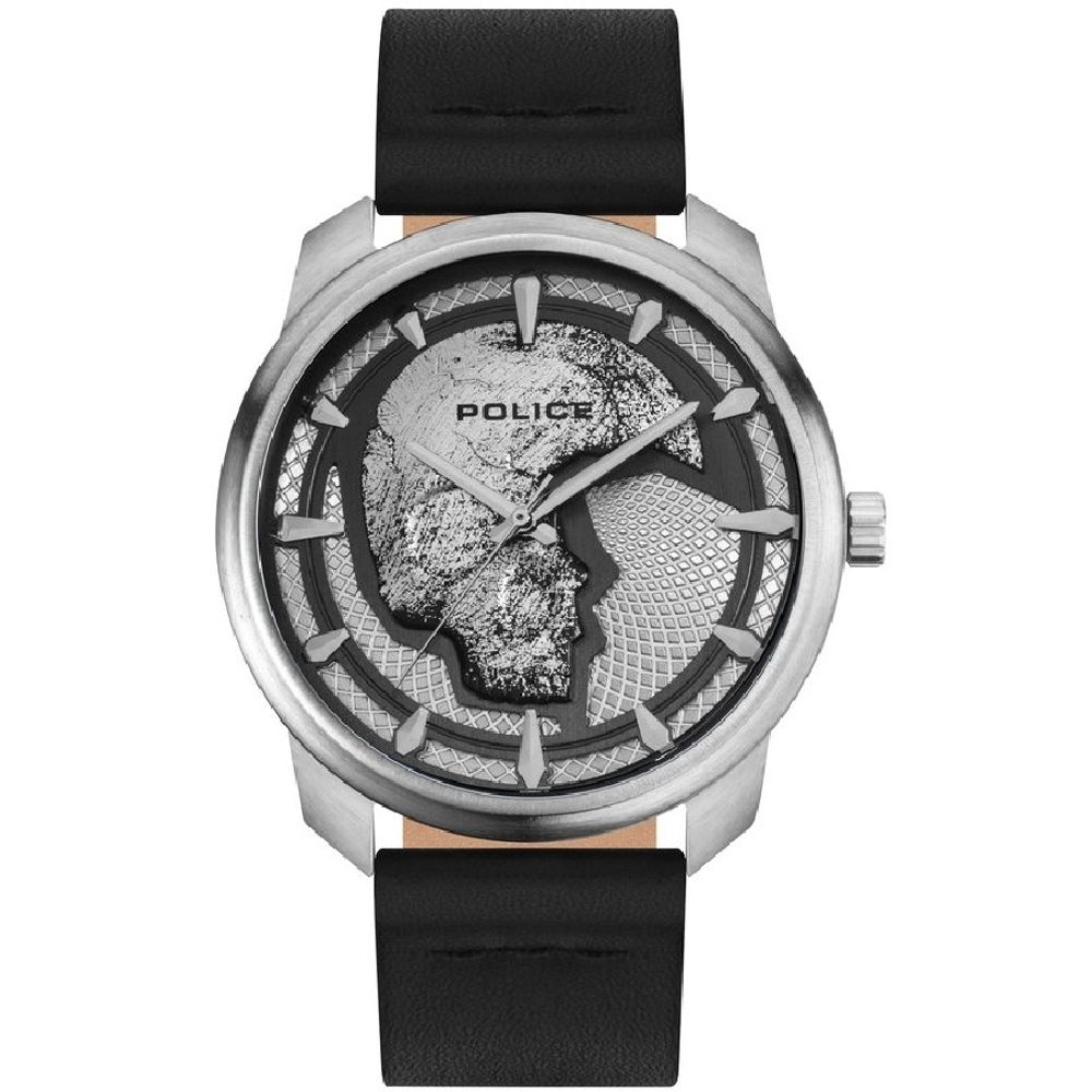 Police Black Leather Watch for Men