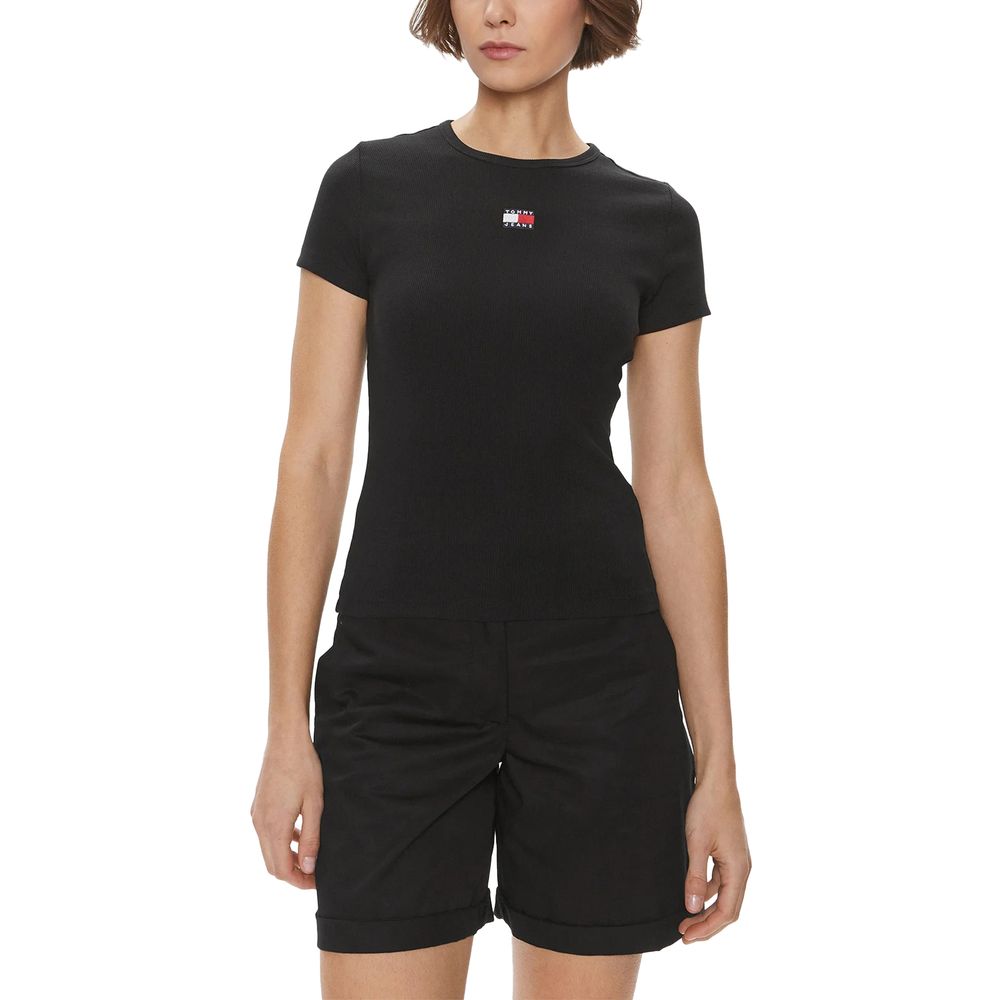 Tommy Hilfiger Kvinders Sorte T-Shirt i Bomuld