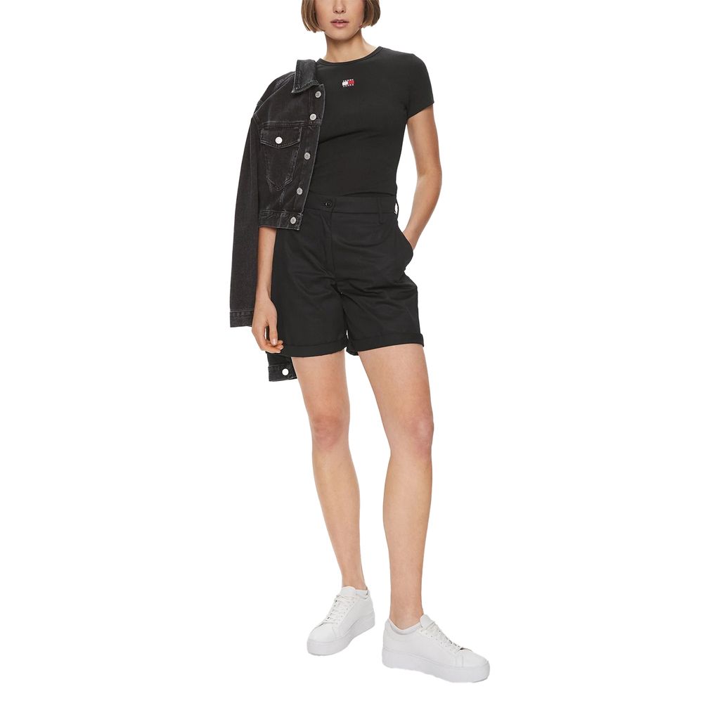 Tommy Hilfiger Kvinders Sorte T-Shirt i Bomuld