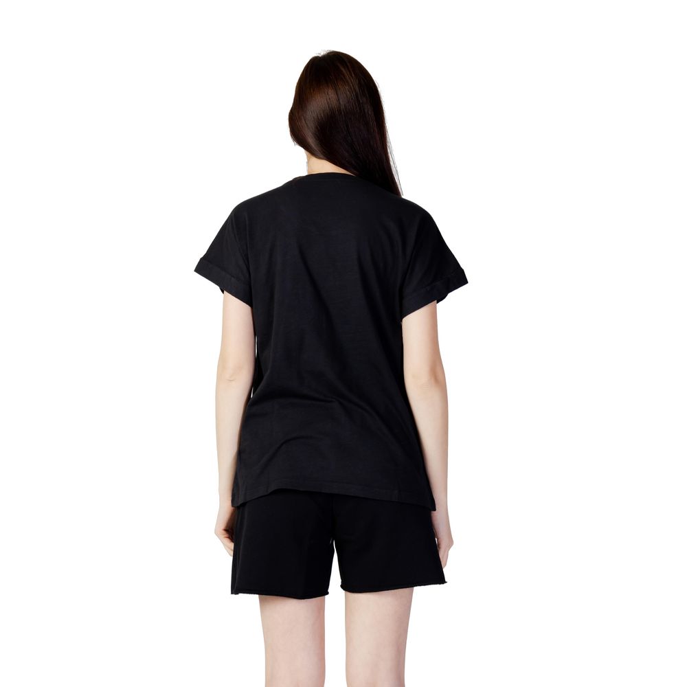Blauer Black Cotton T-Shirt til Kvinder