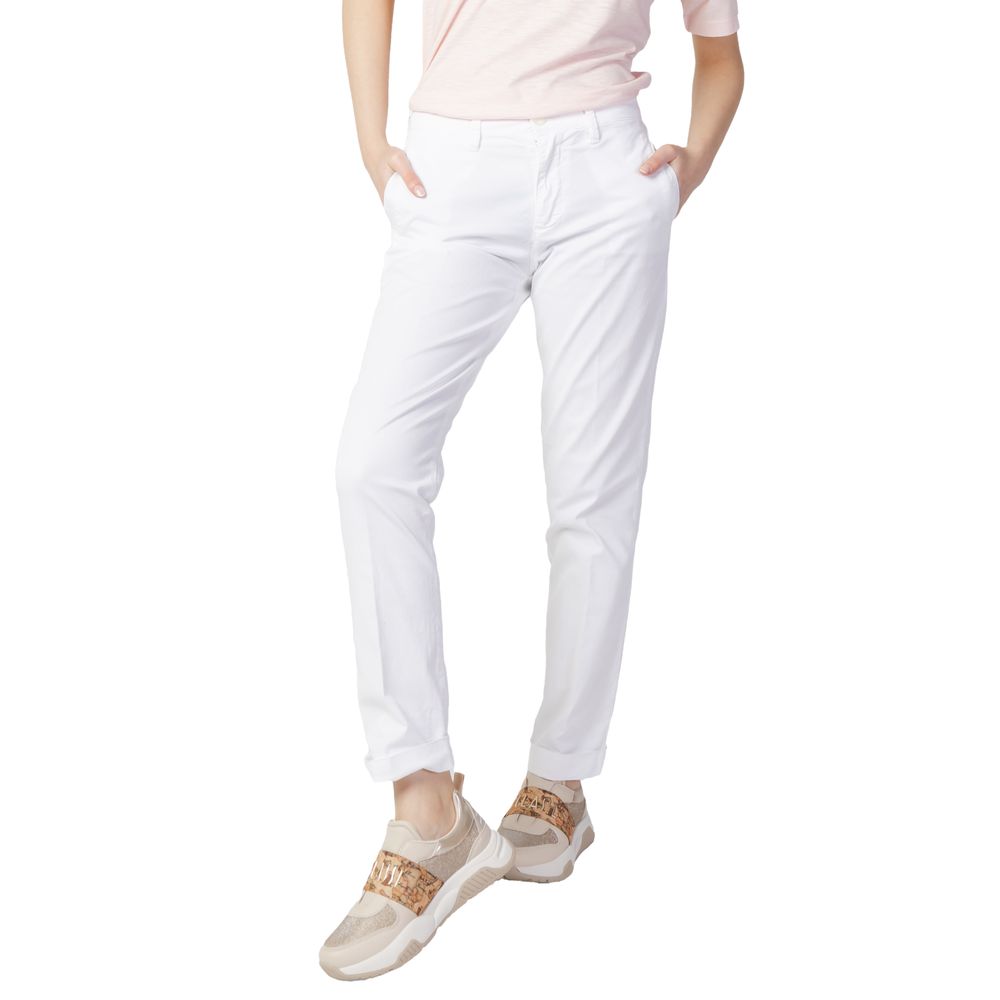 Blauer Hvid Bomulds Cigarett Pants til Dame
