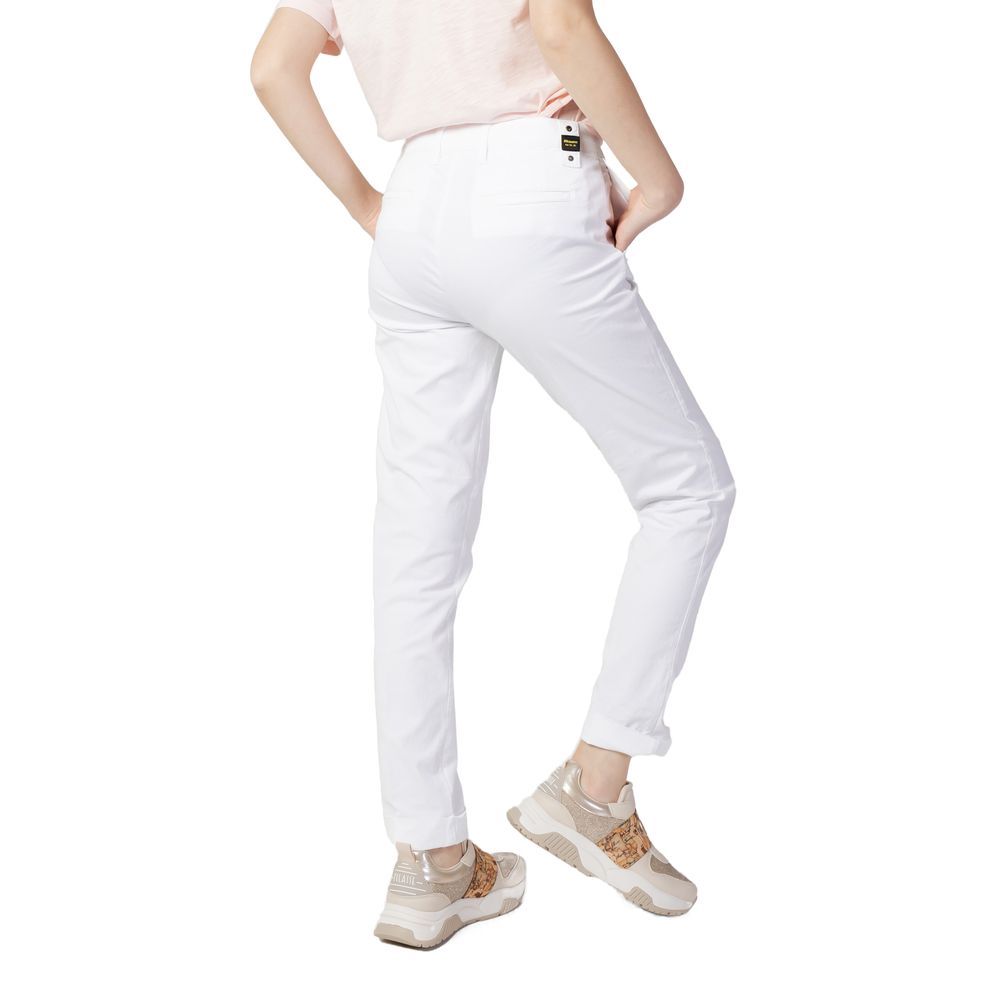 Blauer Hvid Bomulds Cigarett Pants til Dame