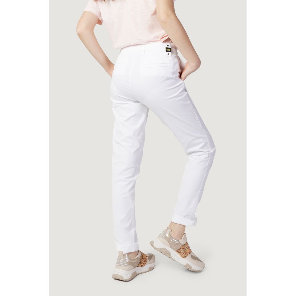 Blauer Hvid Bomulds Cigarett Pants til Dame