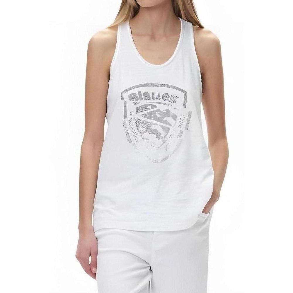 Blauer Hvid 100% Cotton Tank Top til Kvinder