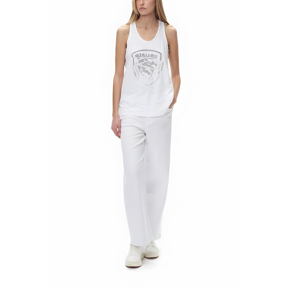 Blauer Hvid 100% Cotton Tank Top til Kvinder