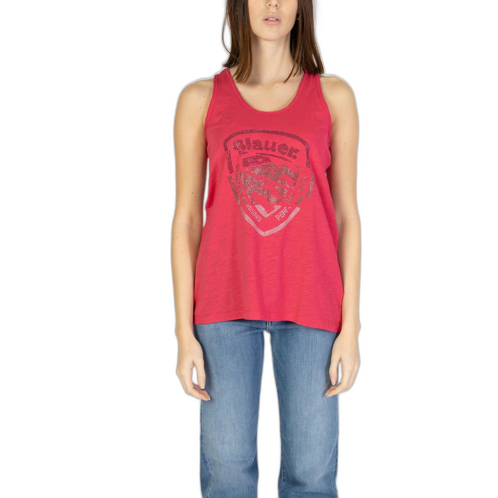 Blauer Pink Cotton Tank Top til Kvinder
