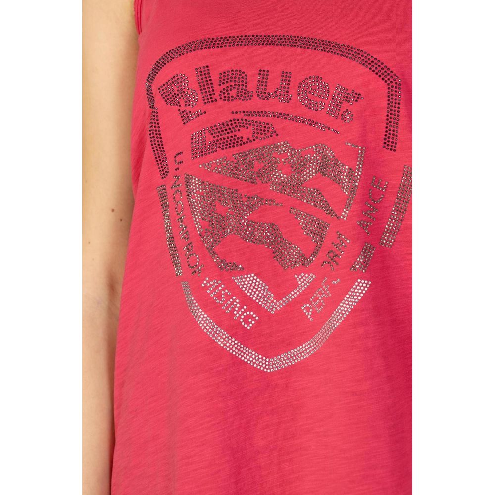 Blauer Pink Cotton Tank Top til Kvinder