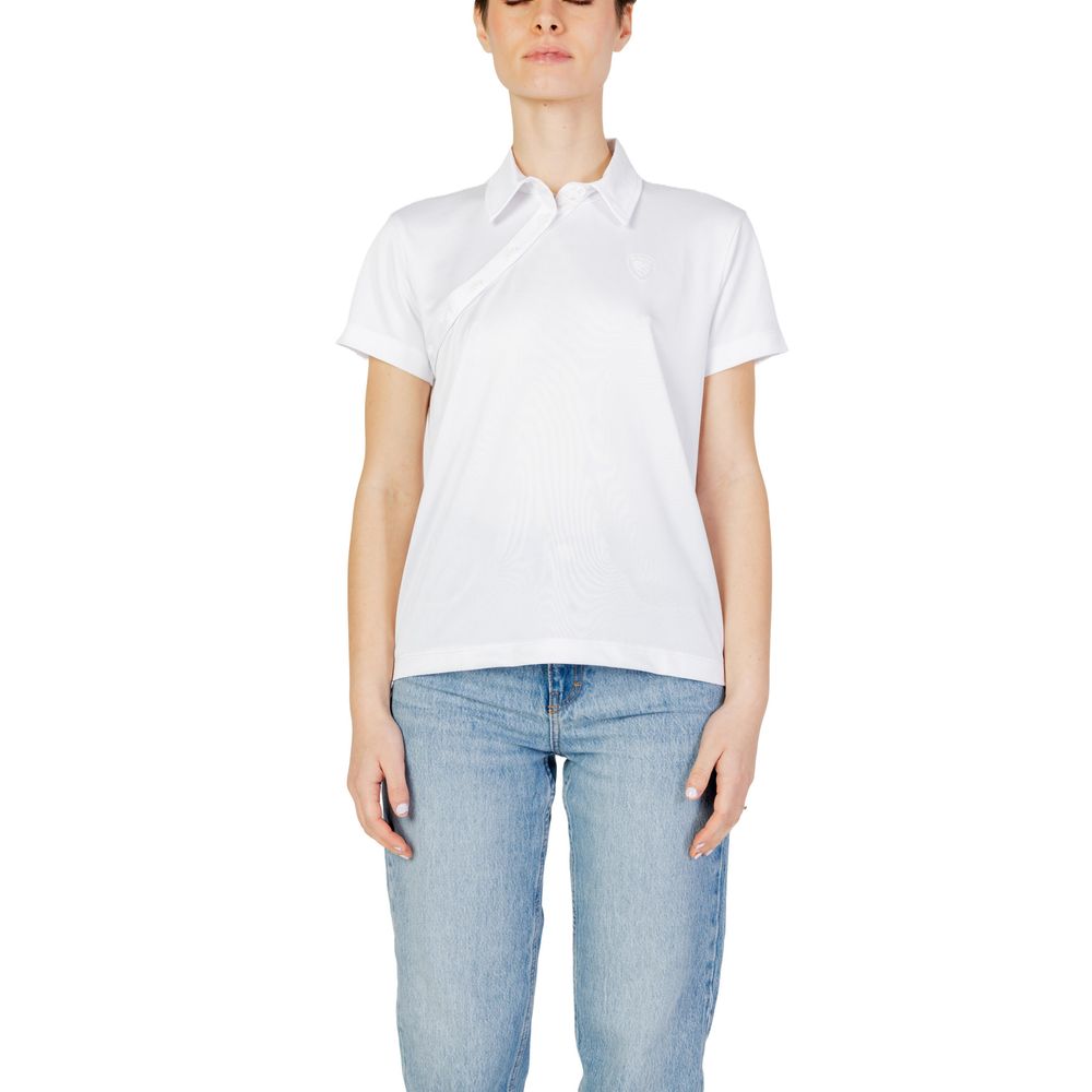 Blauer Hvid Polyester T-Shirt til Kvinder