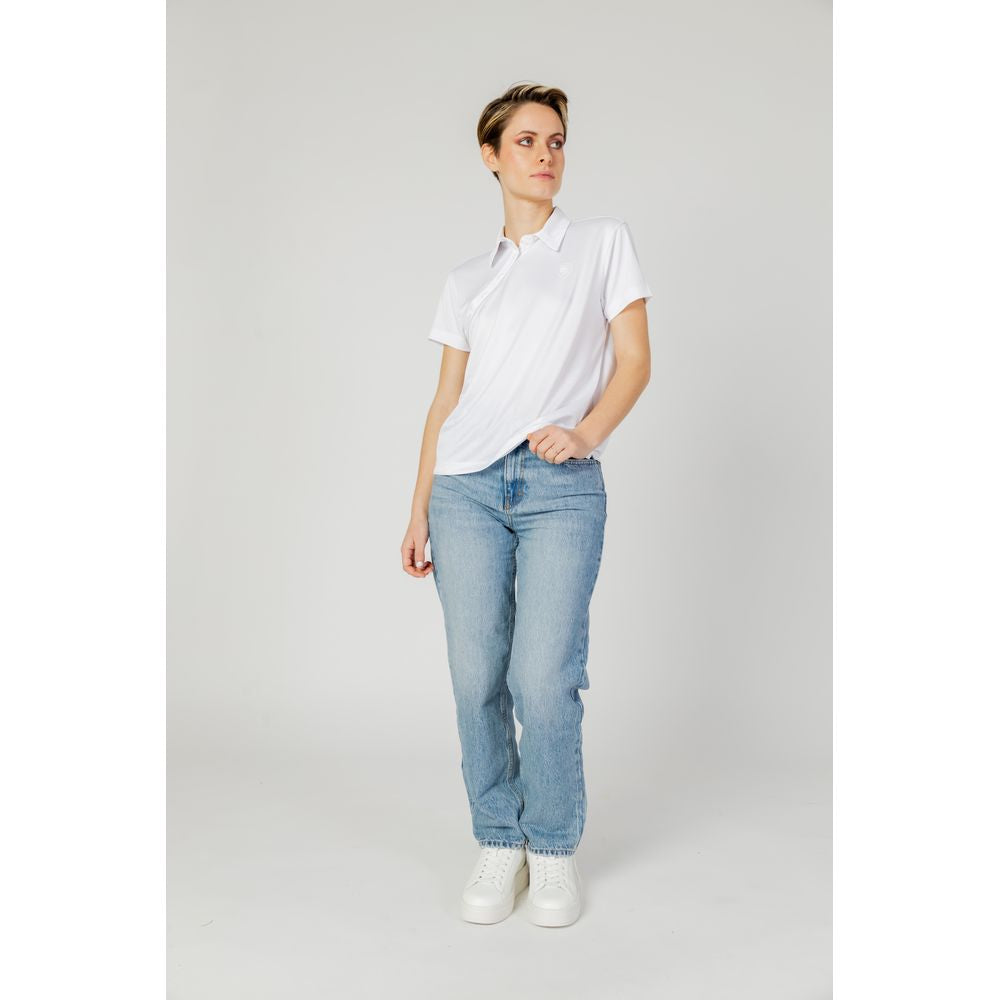Blauer Hvid Polyester T-Shirt til Kvinder