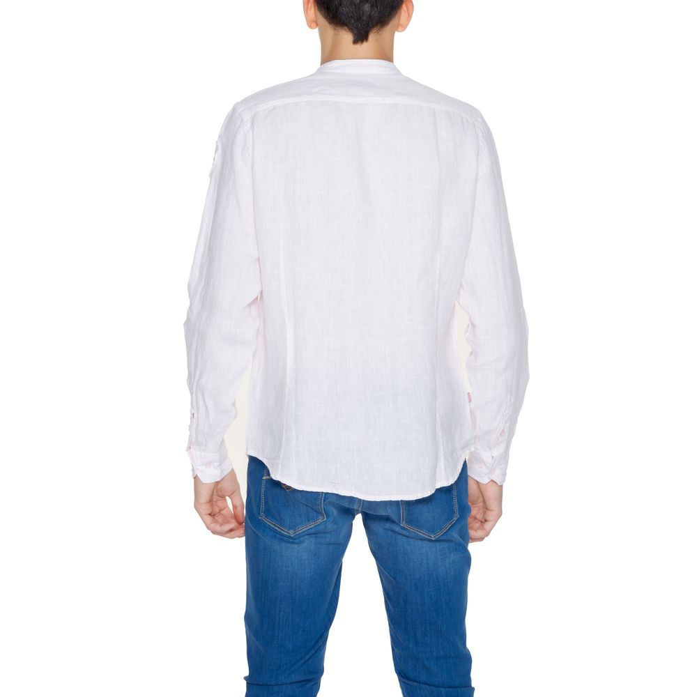 Blauer Multicolor Linned Skjorte til Mænd