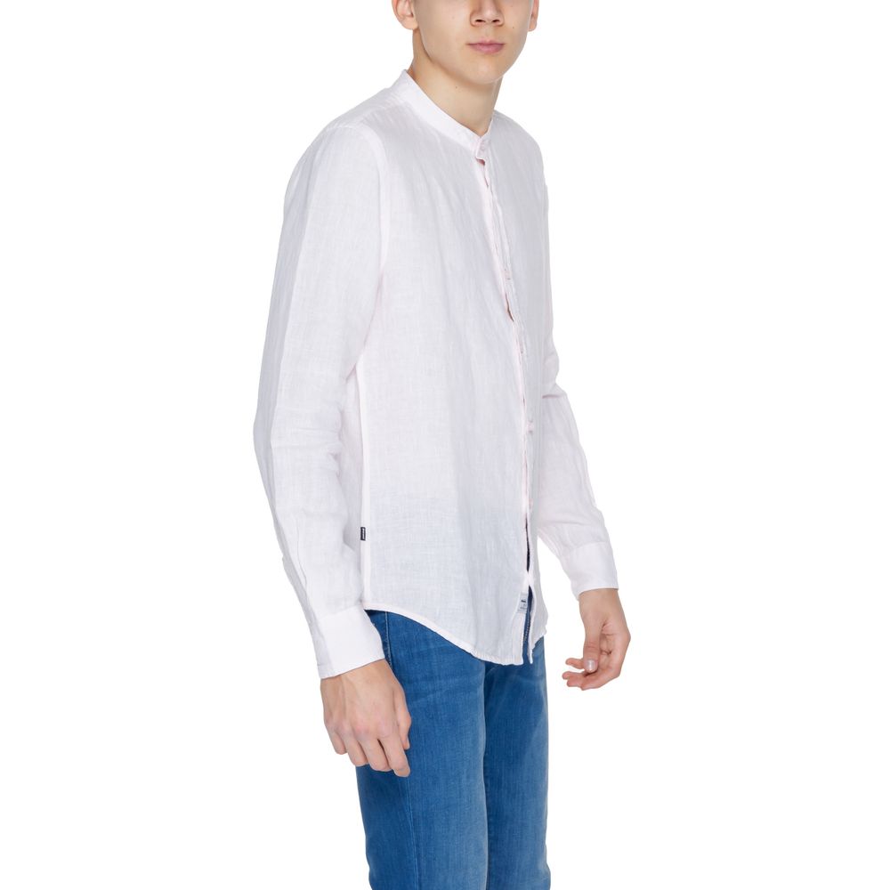 Blauer Multicolor Linned Skjorte til Mænd