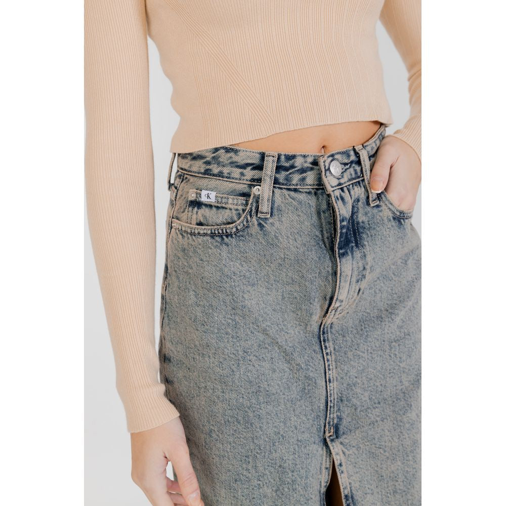 Calvin Klein Jeans Blå Bomulds Nederdel
