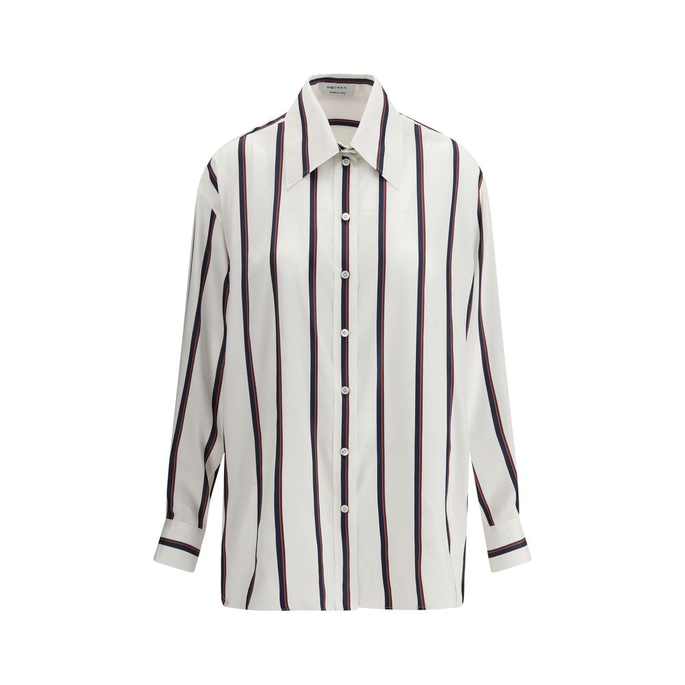 Alexander McQueen Silk Striped Shirt til Mænd