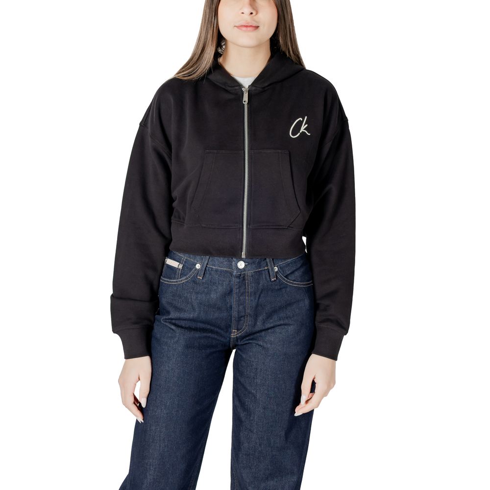 Calvin Klein Jeans Sort Hættetrøje i 100% Bomuld