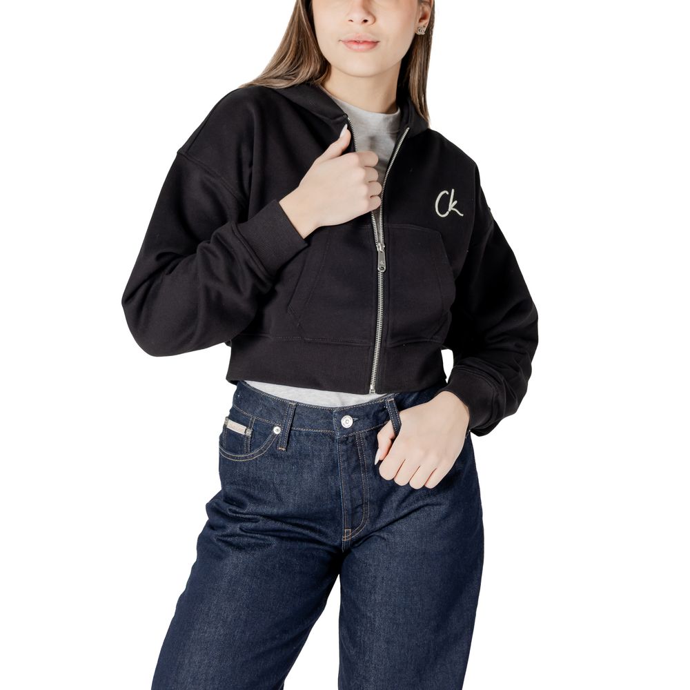 Calvin Klein Jeans Sort Hættetrøje i 100% Bomuld