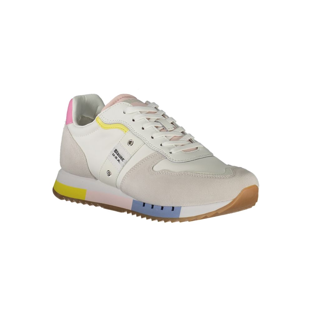 Blauer Hvid Læder Sneakers til kvinder