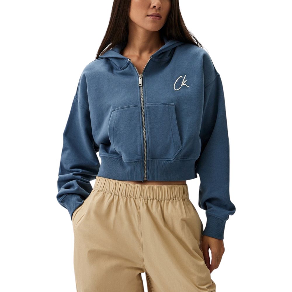 Calvin Klein Jeans Light Blue Cotton Hoodie til kvinder