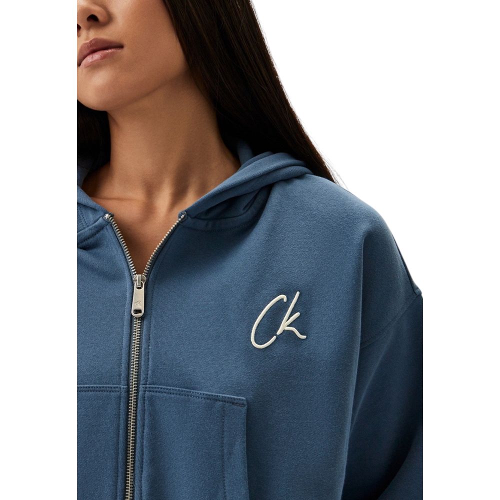 Calvin Klein Jeans Light Blue Cotton Hoodie til kvinder