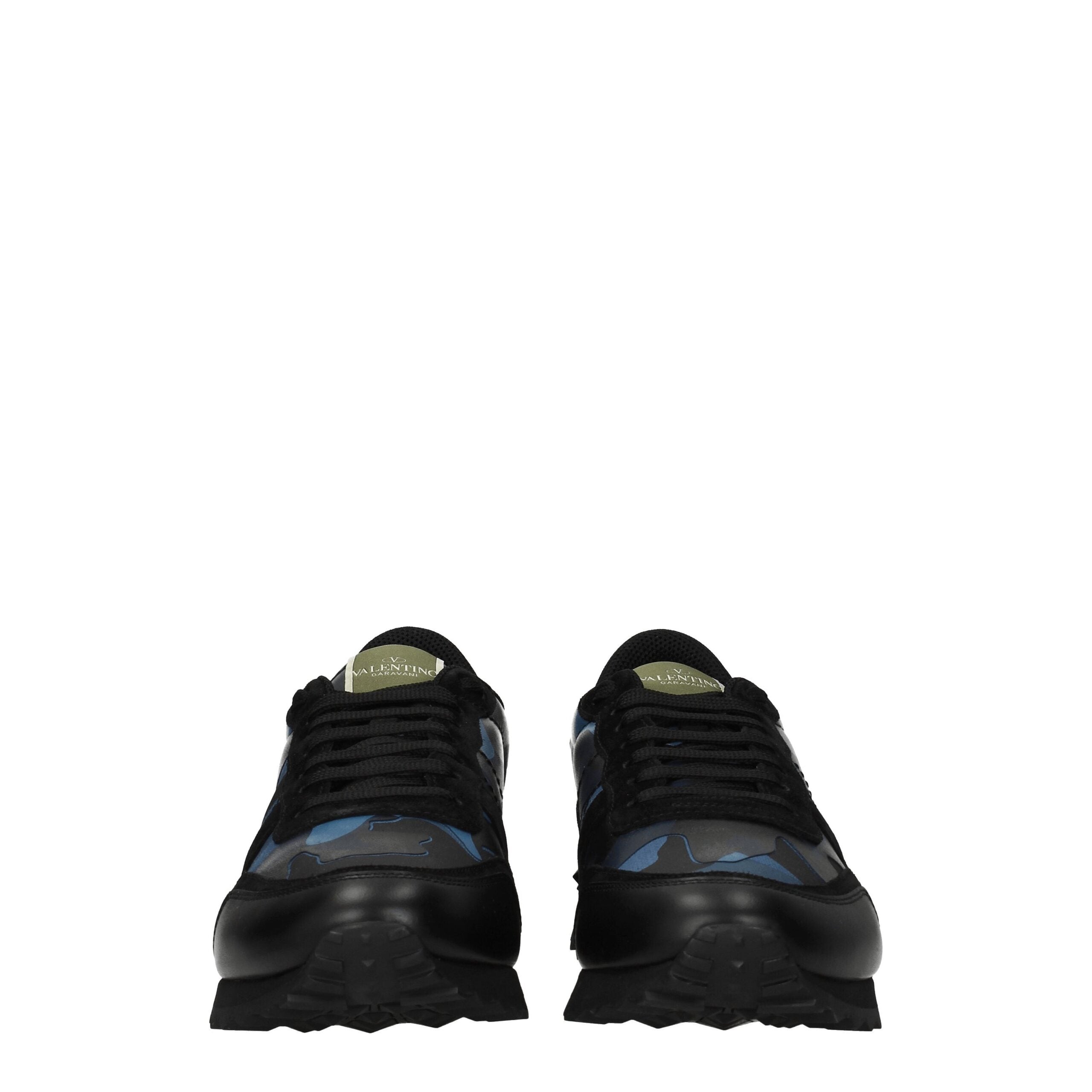 Valentino Garavani Blå Læder Sneakers med Stjerner